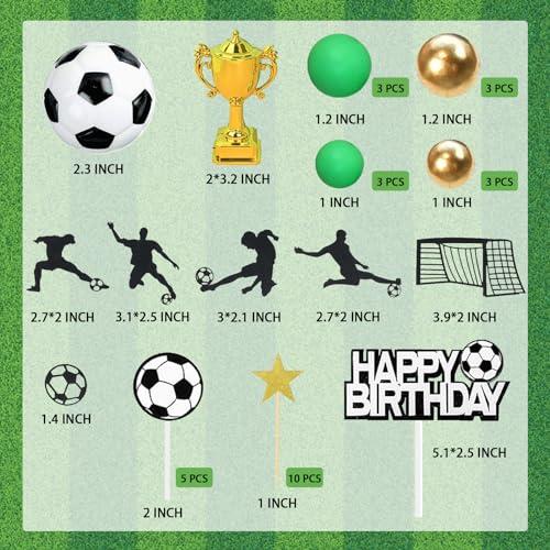 RASSLISA 36 PCS Soccer Cake Toppers Football Cake Decorations for Soccer Theme Party Football Theme Party Sport Party Supplies