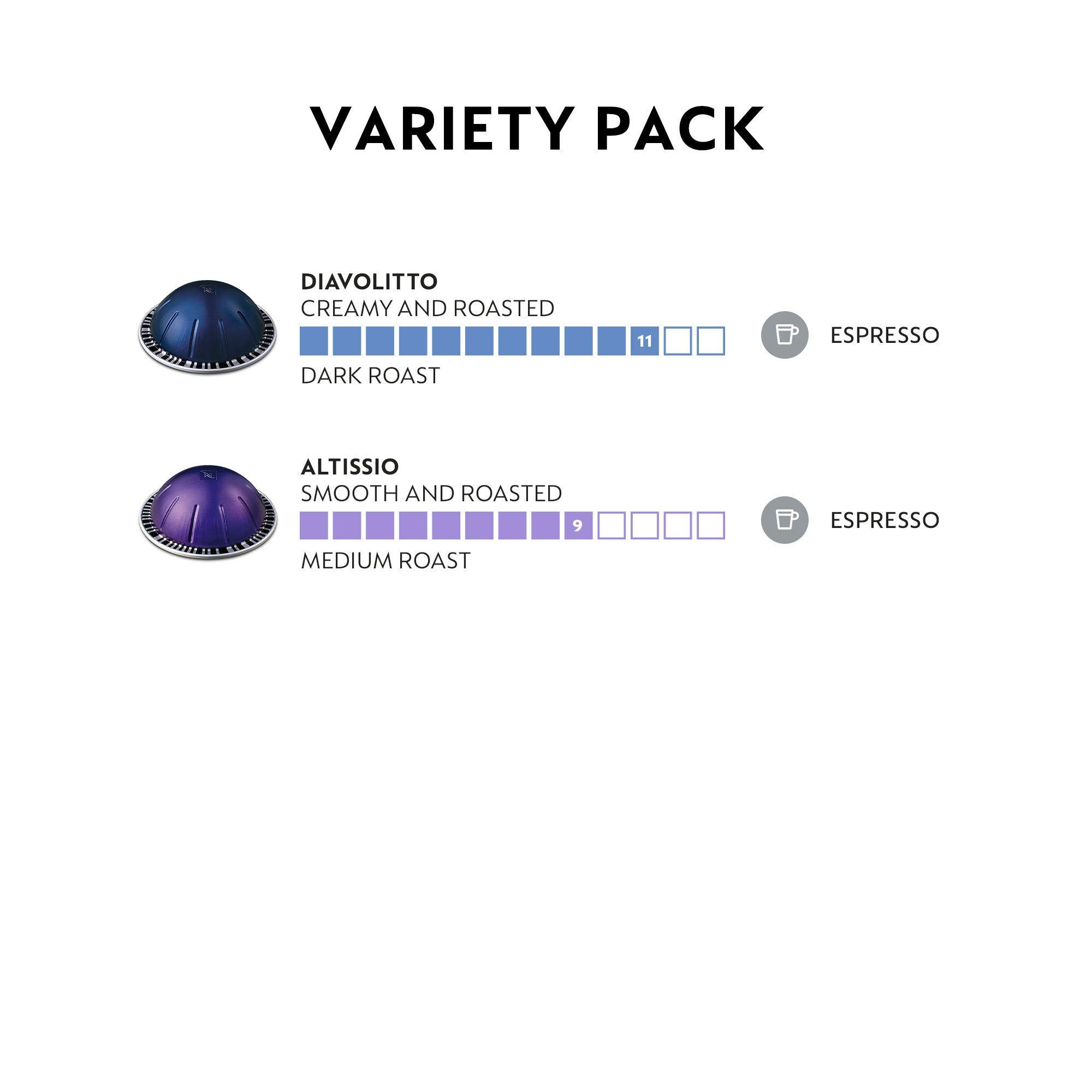 Nespresso Nespresso Capsules VertuoLine Espresso Variety Pack (50 Count) + Stormio Dark Roast Coffee Pods (Pack of 3)