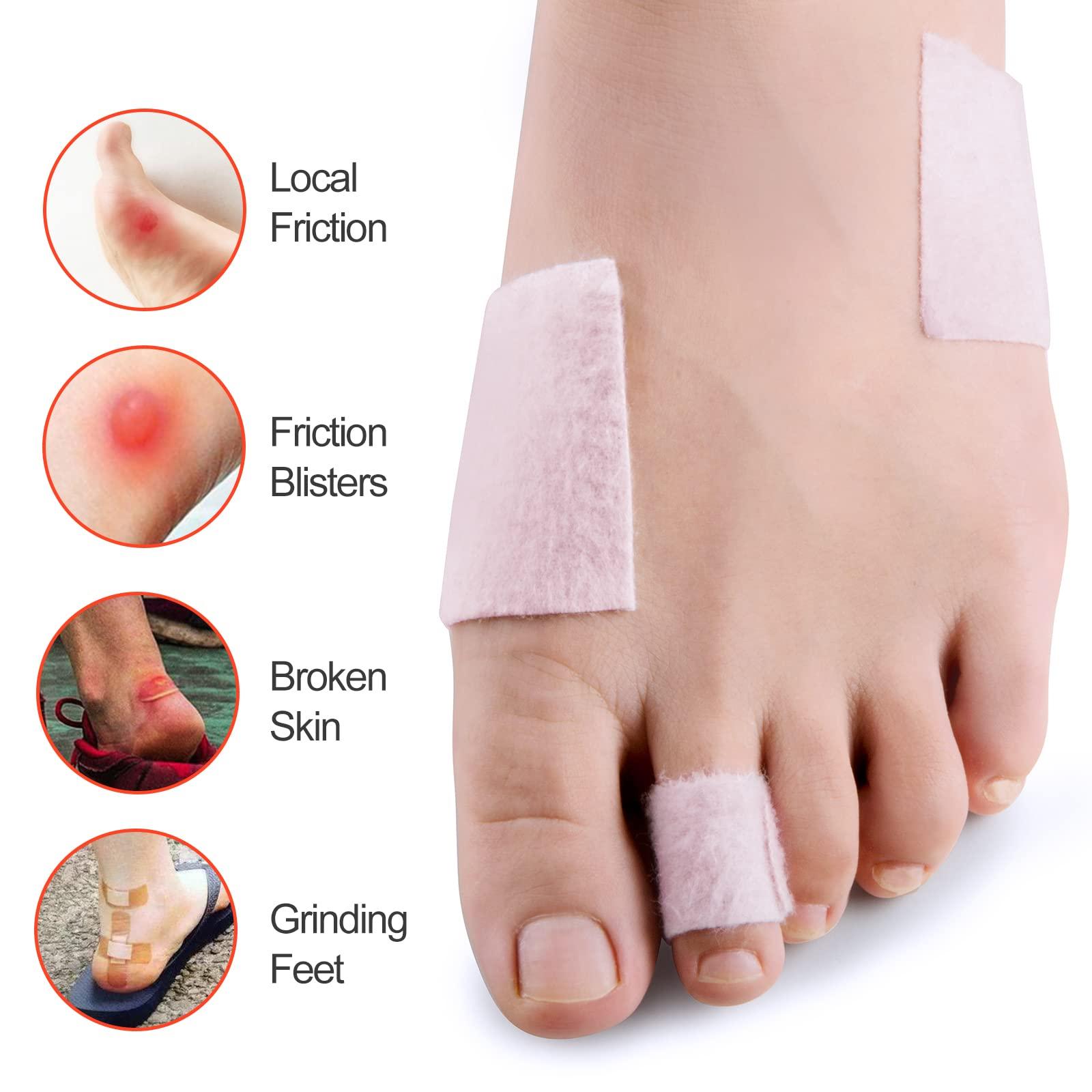 Sumifun Moleskin Padding Blister Tape for Feet - Sumifun 25 Sheets Moleskin Pads for Blisters Adhesive Mole Skin Patch Blister Prevention Blister Pads for Feet, Heels and Toes, Calluses, Reduce Friction Pain