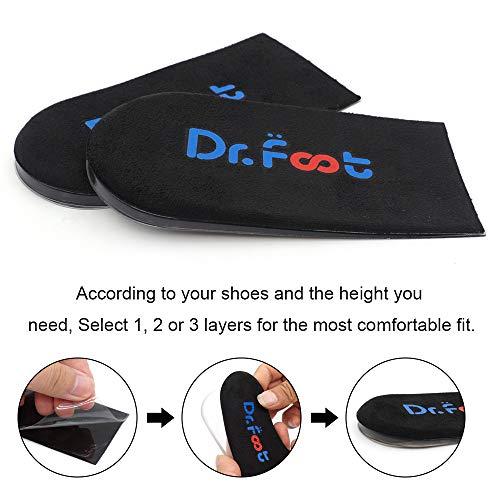 Dr.Foot Dr.Foot Adjustable Orthopedic Heel Lift Inserts, Height Increase Insole for Leg Length Discrepancies, Heel Spurs, Heel Pain, Sports Injuries, and Achilles tendonitis (Black, 2 Layers)