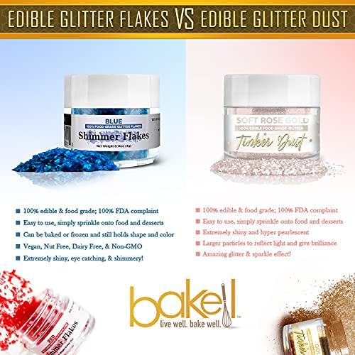 Bakell BAKELL Edible Glitter Flakes | Vegan Orange Edible Shimmer Flakes | KOSHER Certified | Halal Certified | 100% Edible & Food Grade | Cakes, Cupcakes, Decoration (Orange, 50g)