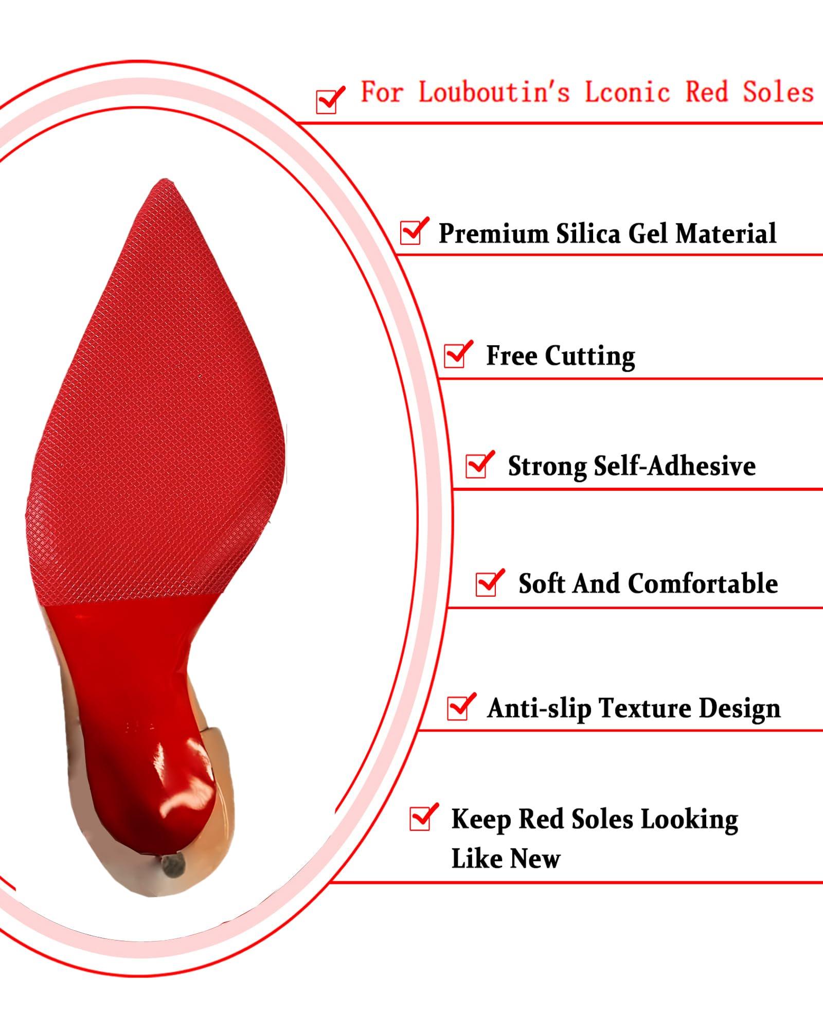 CZBYXA12 CZBYXA12 Red Bottom Shoe Protector,Self-Adhesive Red Bottoms Sole Protector Compatible with Christian Louboutin High Heels,Gel Red Bottom Protectors for Men Womens(6\"x4\" Red-2Pairs)