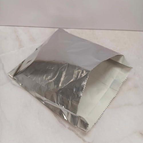 Oasis Supply Large Foil Hamburger/Cheeseburger/Sandwich Bags - Grease Resistant, Keeps them Hot - SILVER - 25 Count
