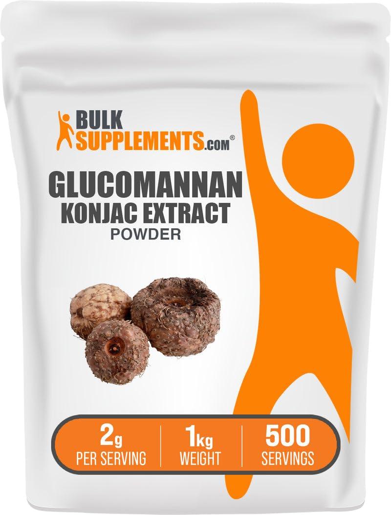 BulkSupplements BulkSupplements.com Glucomannan Powder - Konjac Root Extract Powder, Fiber Supplement Powder, Konjac Powder - Gluten Free, 2g per Serving, 1kg (2.2 lbs) (Pack of 1)