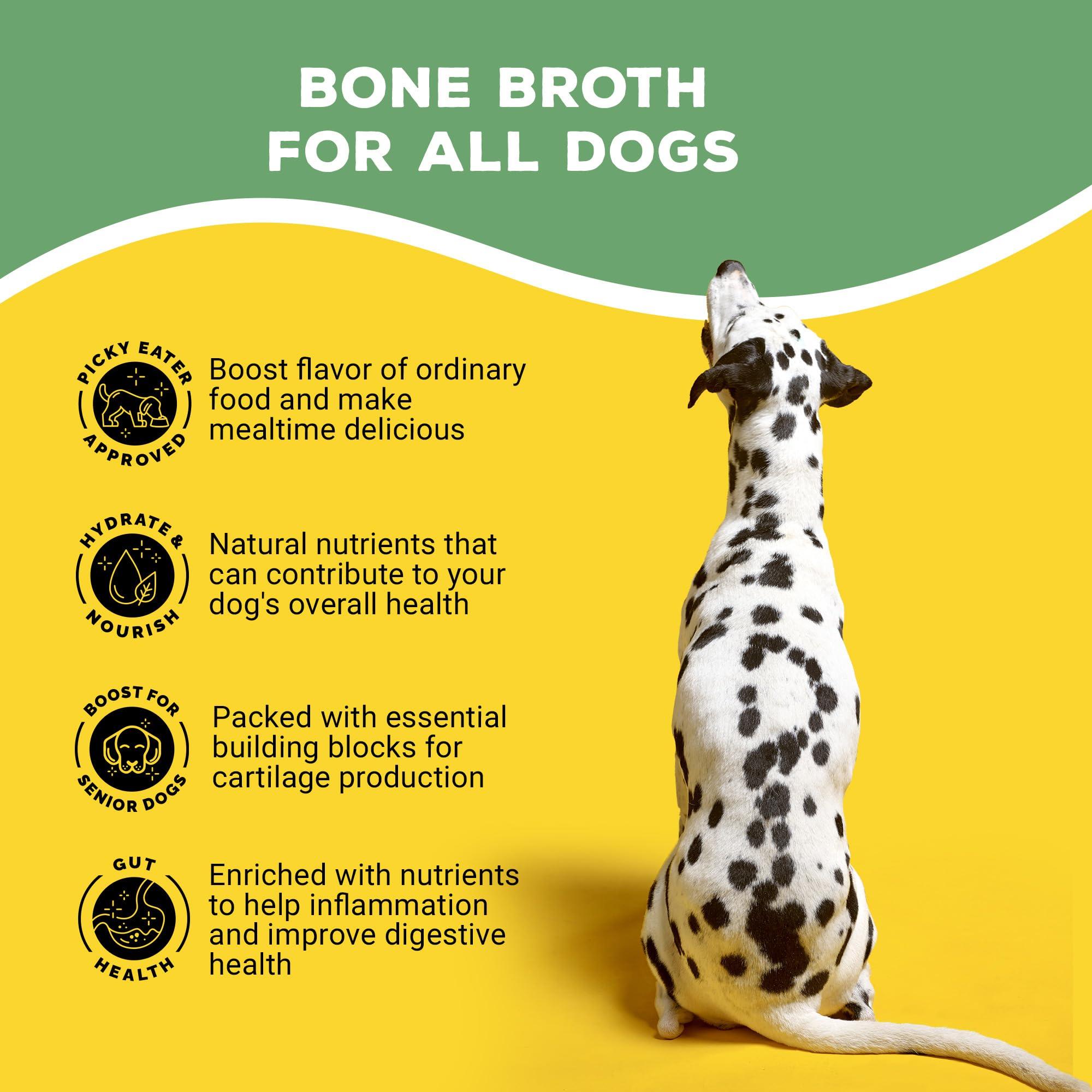 Brutus Bone Broth Brutus Chicken Broth for Dogs - All Natural Chicken Bone Broth for Dogs with Chondroitin Glucosamine Turmeric -Human Grade Dog Food Toppers for Picky Eaters & Dry Food -Tasty & Nutritious