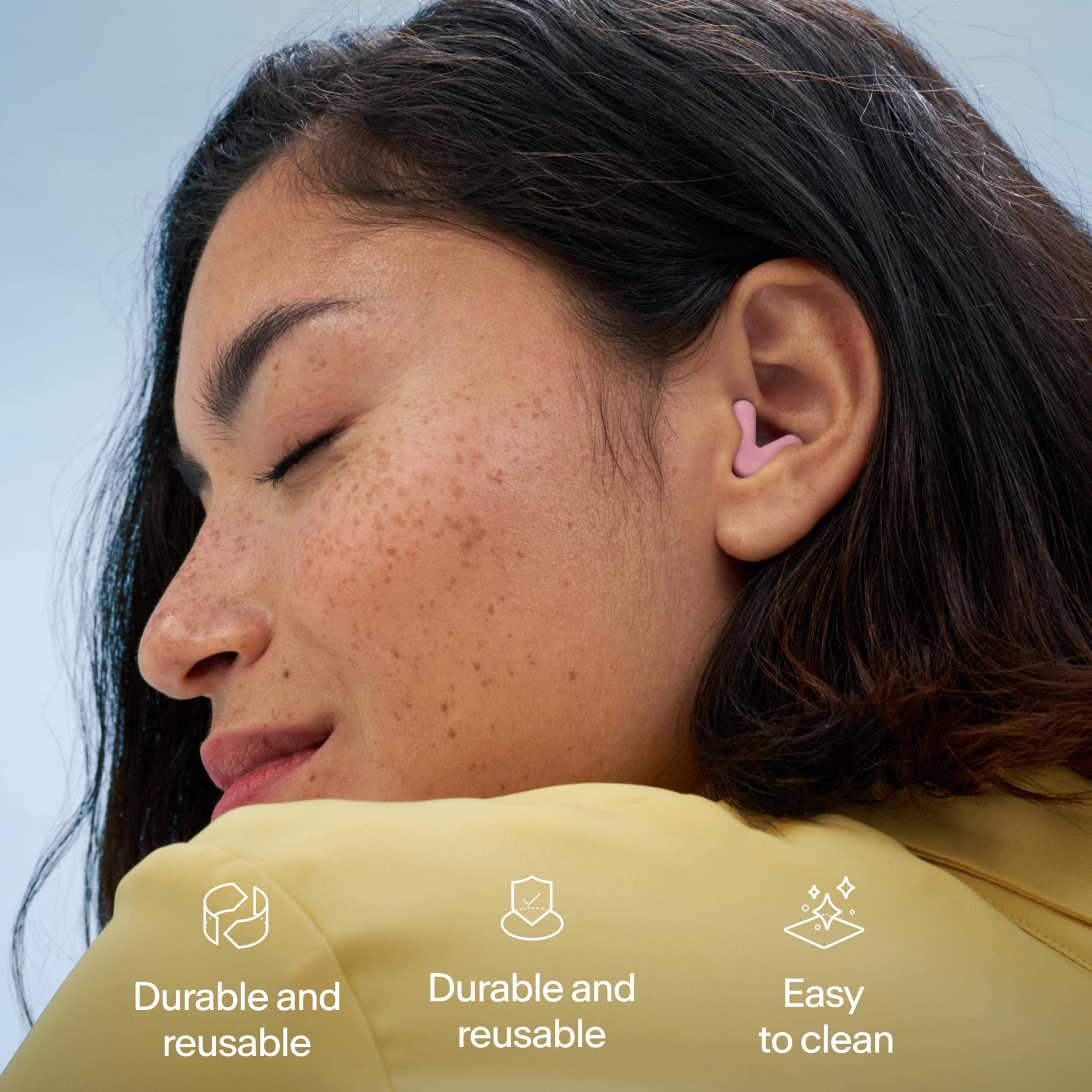 Alpine Alpine Silence Ear Plugs for Sleep, Focus & Travel - V-Shape Snug Fit & Soft Oval Tips  4 Sizes XS/S/M/L - Comfortable, Reusable Hearing Protection - 22dB  Pink