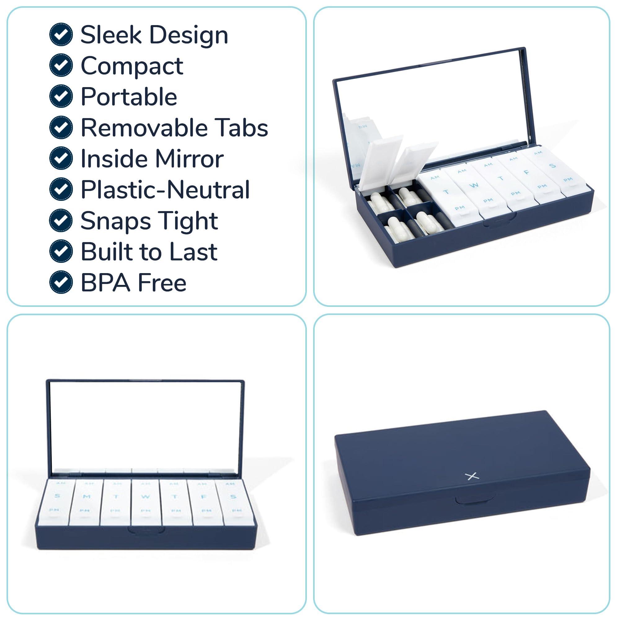 PORT X POLISH PORT X POLISH Designer Weekly Pill Box Organizer (Single 1X Daily, Lilac) | Compact, Stylish 7-Day Vitamin Supplement Case | Cute Portable Mini Travel Medicine Carrier | BPA-Free Pillbox Caddy