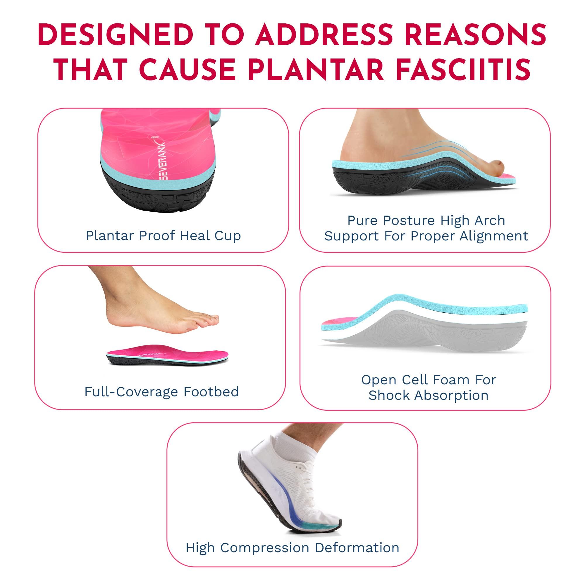 Perseveranx NASA Grade Plantar Fasciitis Insoles High Arch Support Insoles Men Women - Shoe Insoles for Plantar Fasciitis Relief - Absorb Shock & Relieve Flat Foot Pain - Orthotics Inserts for Work & Standing