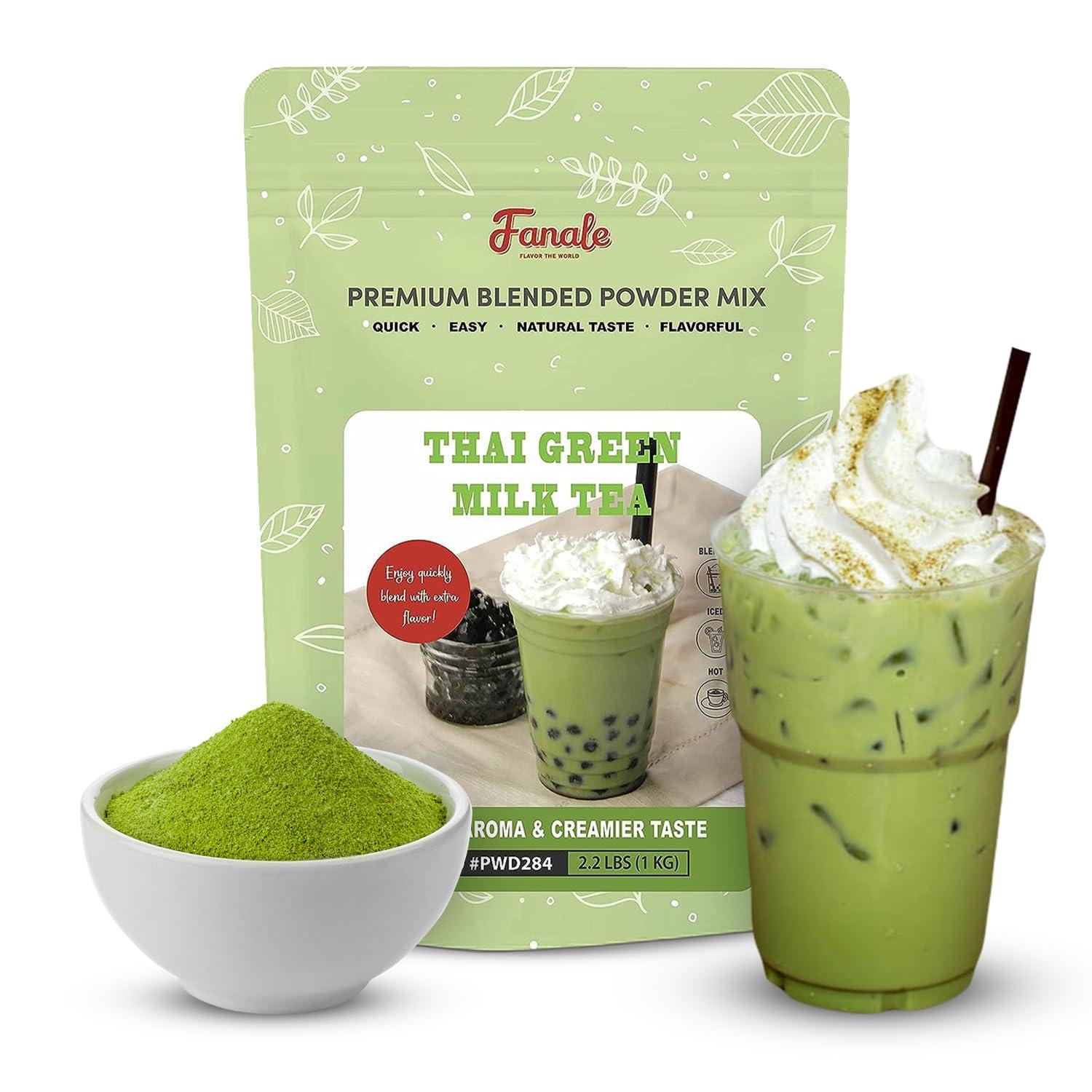 Fanale Fanale Premium Thai Green Bubble Tea Flavoring Powder for Boba Tea| Perfect for Baking, Smoothies, Desserts and Drinks | Instant Boba Bubble Tea Powder for Milk Tea - 2.2 Pounds (Pack of 20)