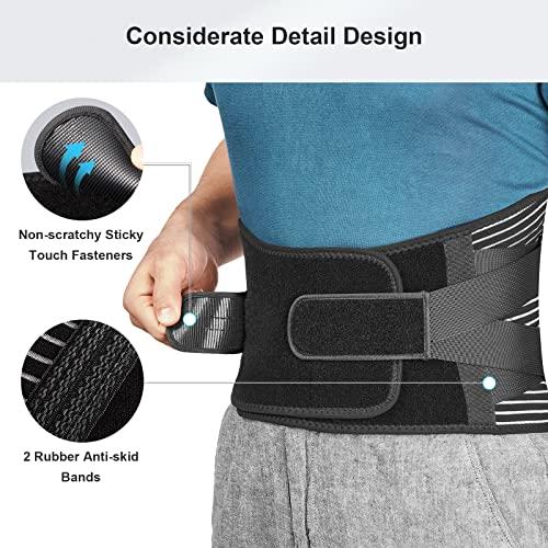 FREETOO FREETOO Back Braces for Lower Back Pain Relief with 6 Stays, Breathable Back Support Belt for Men/Women for work , Anti-skid lumbar support belt with 16-hole Mesh for sciatica(S)