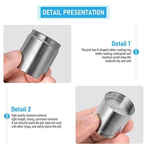 TISUR TISUR Pill Case Extension Compartments, Metal Titanium Pill Holder Pocket Small Pill Box Keychain Extra Extension,Pill Bottle Medicine Organizer Pill Container (1 Extension Compartment Without Cap)