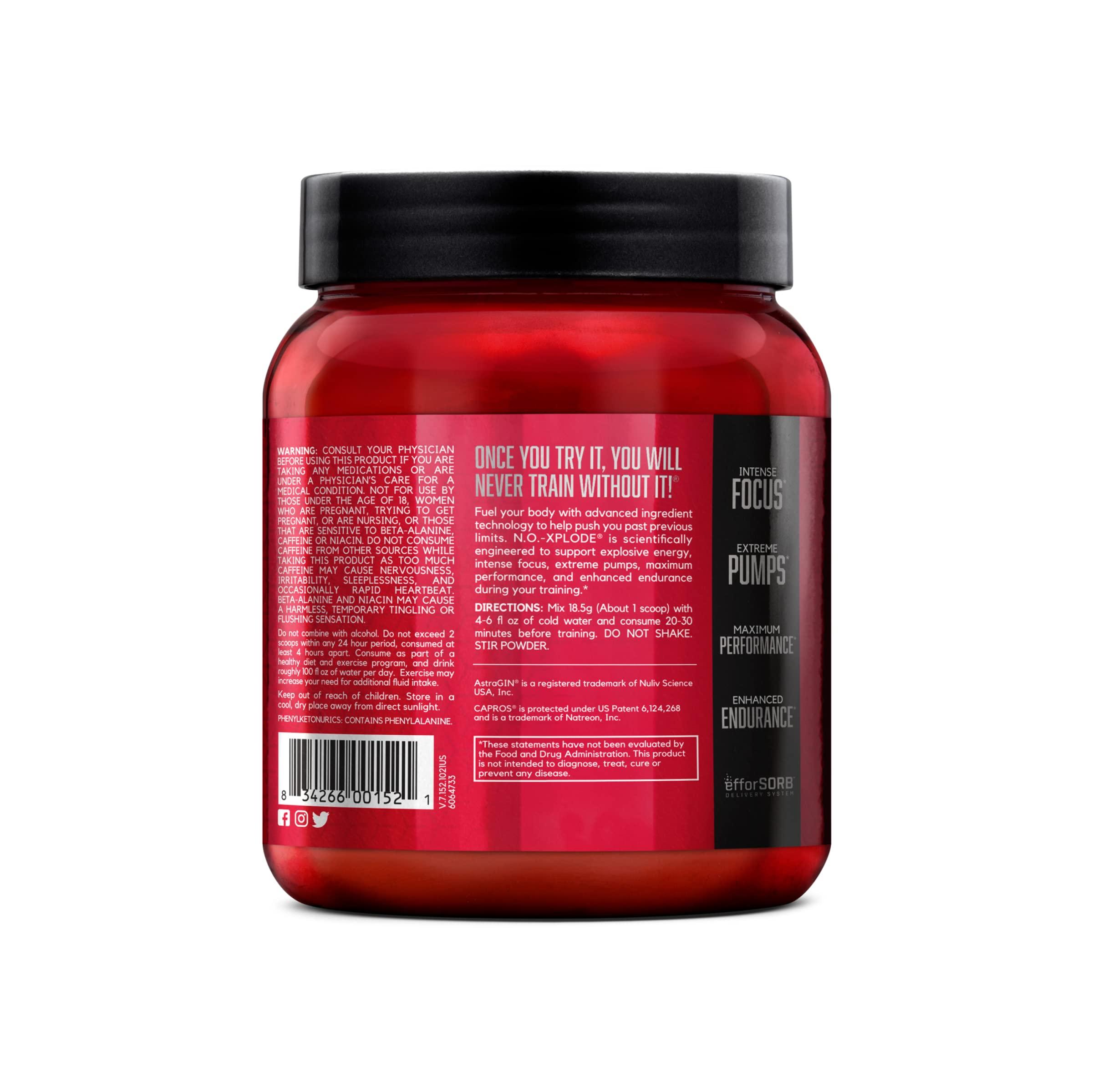 BSN BSN N.O.-XPLODE Pre Workout Powder, Energy Supplement for Men and Women with Creatine and Beta-Alanine, Flavor: Fruit Punch, 30 Servings