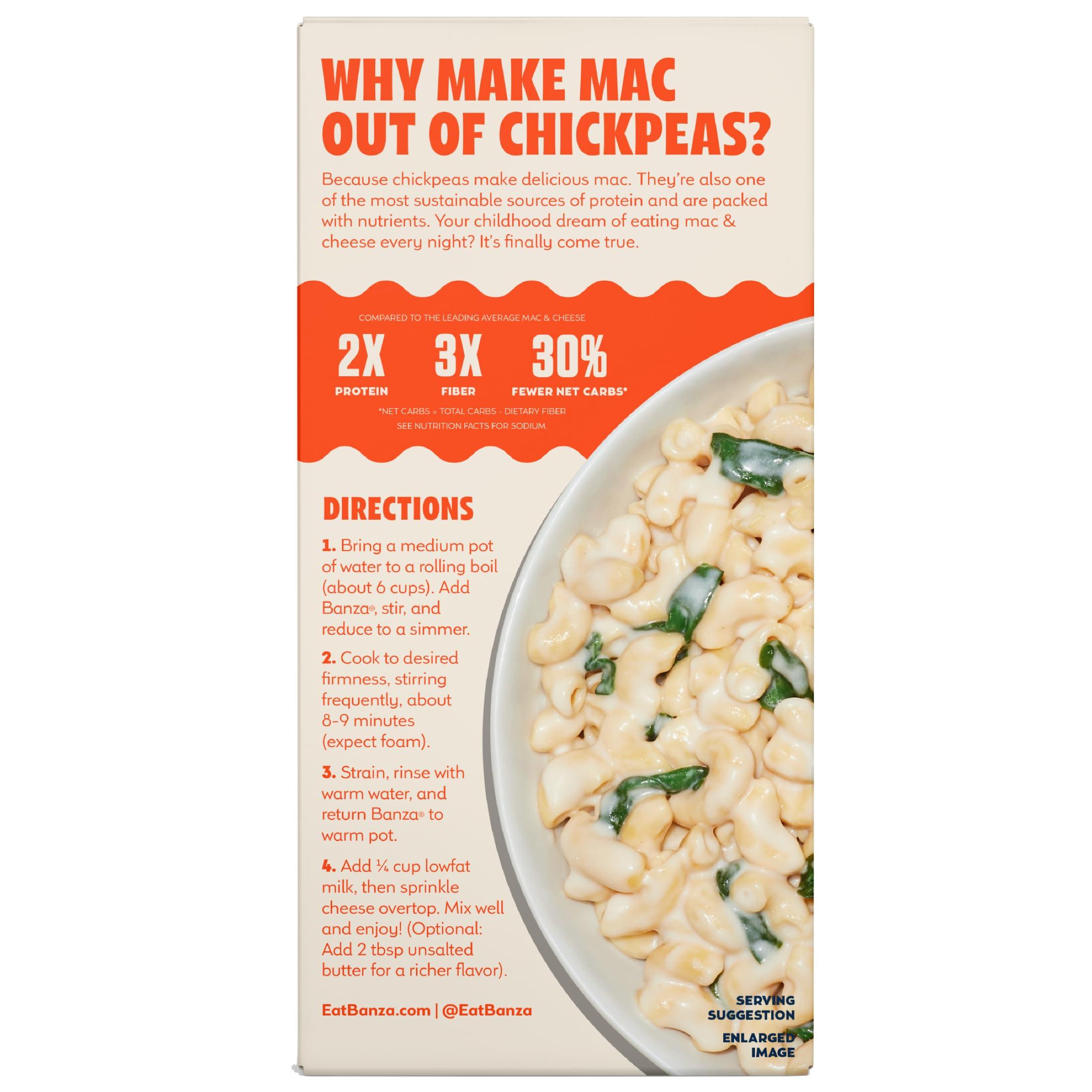 Banza Banza Elbows & White Cheddar Mac and Cheese - High Protein, Gluten Free, and Lower Carb Protein Mac and Cheese - 5.5oz