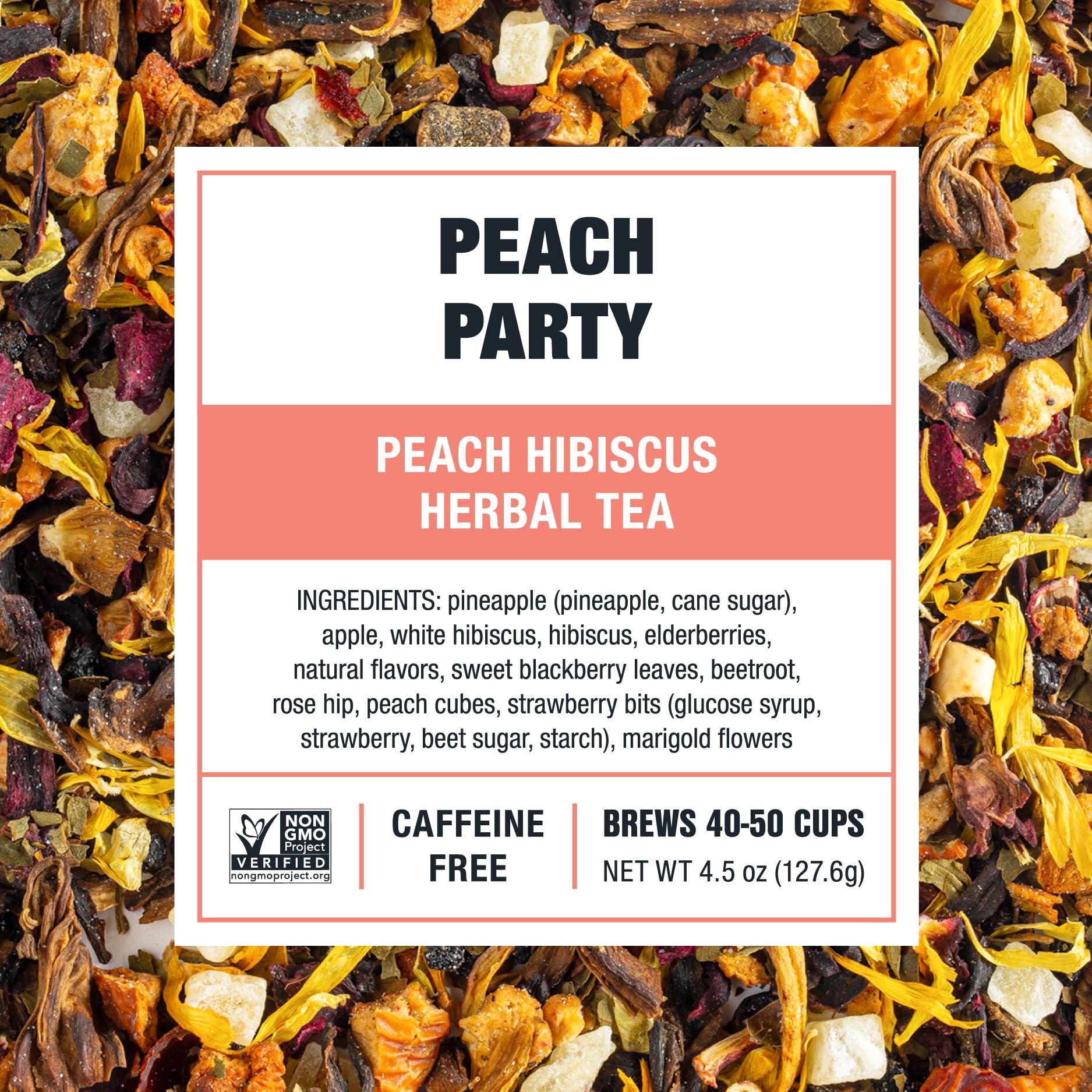 Tiesta Tea Tiesta Tea - Peach Party | Peach Hibiscus Herbal Tea | Premium Loose Leaf Tea Blend | Non-Caffeinated Fruit Tea | Make Hot or Iced & Up to 50 Cups | Made w/Natural Ingredients - 4.5oz Refillable Tin