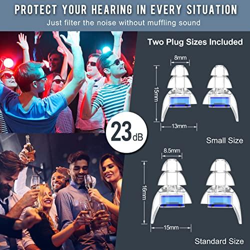 ZDMATHE 2 Pairs High Fidelity Concert Ear Plugs, Silicone Hearing Protection Earplugs, Noise Reduction Music Ear Plugs for Concerts, Musicians, Festival, DJs, Nightclub, Drummers and Raves Party - 23dB