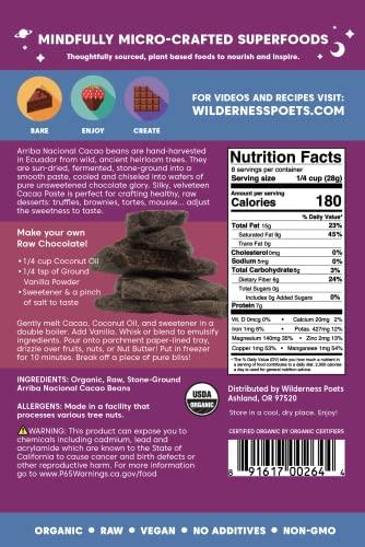 Wilderness Poets Wilderness Poets Organic Cacao Paste - Made from Stone Ground, Raw 100% Cacao Beans (8 Ounce - 227g)