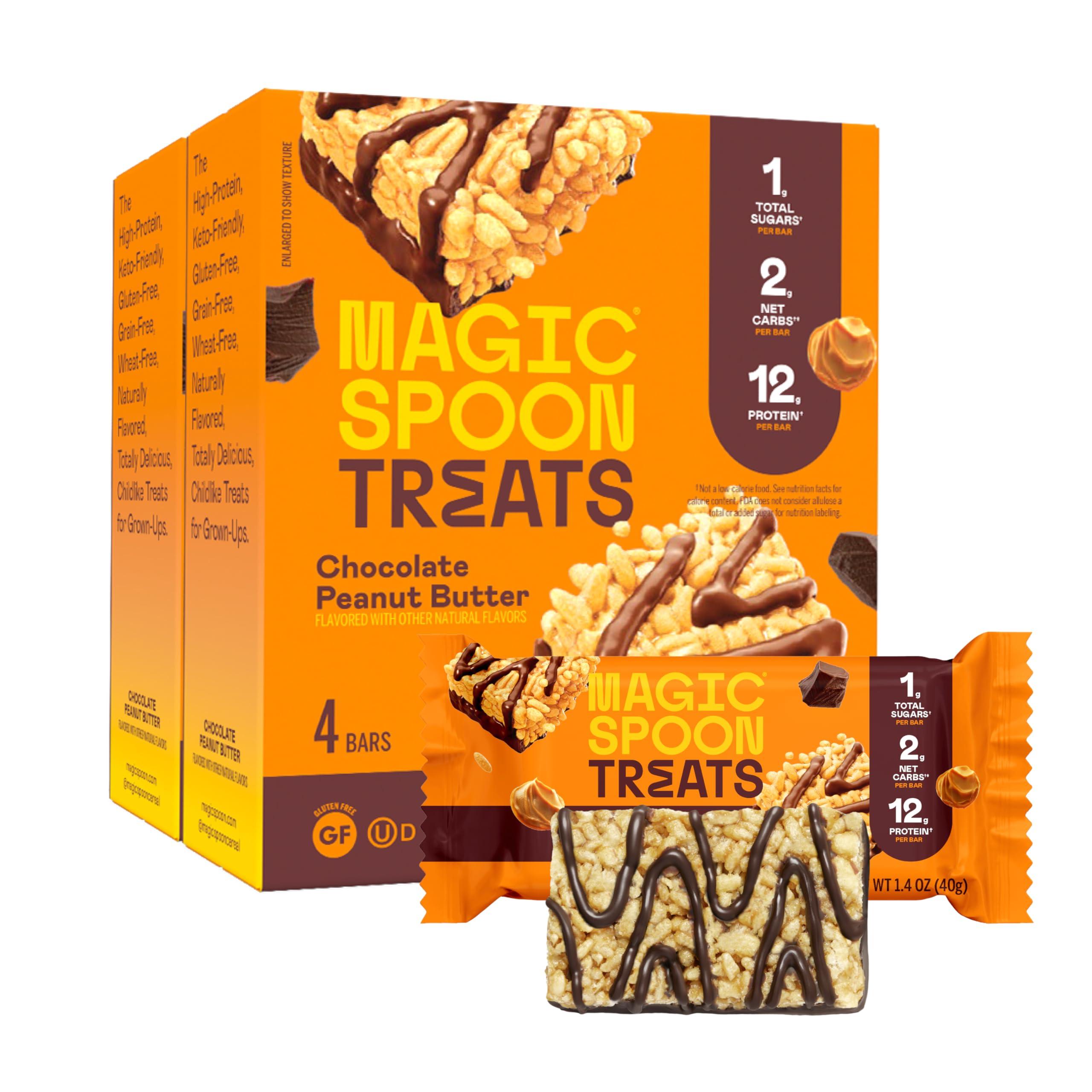 Magic Spoon MAGIC SPOON Treats - High Protein, Low Carb, Keto Friendly, Low Sugar, Gluten Free, Crispy Protein Bar Cereal Bar, On-The-Go Healthy Snack (Chocolatey PB, 8 Bars)