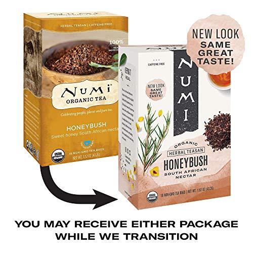 Numi Numi Organic Tea Honeybush, 18 Count Box of Tea Bags (Pack of 3) Herbal Teasan