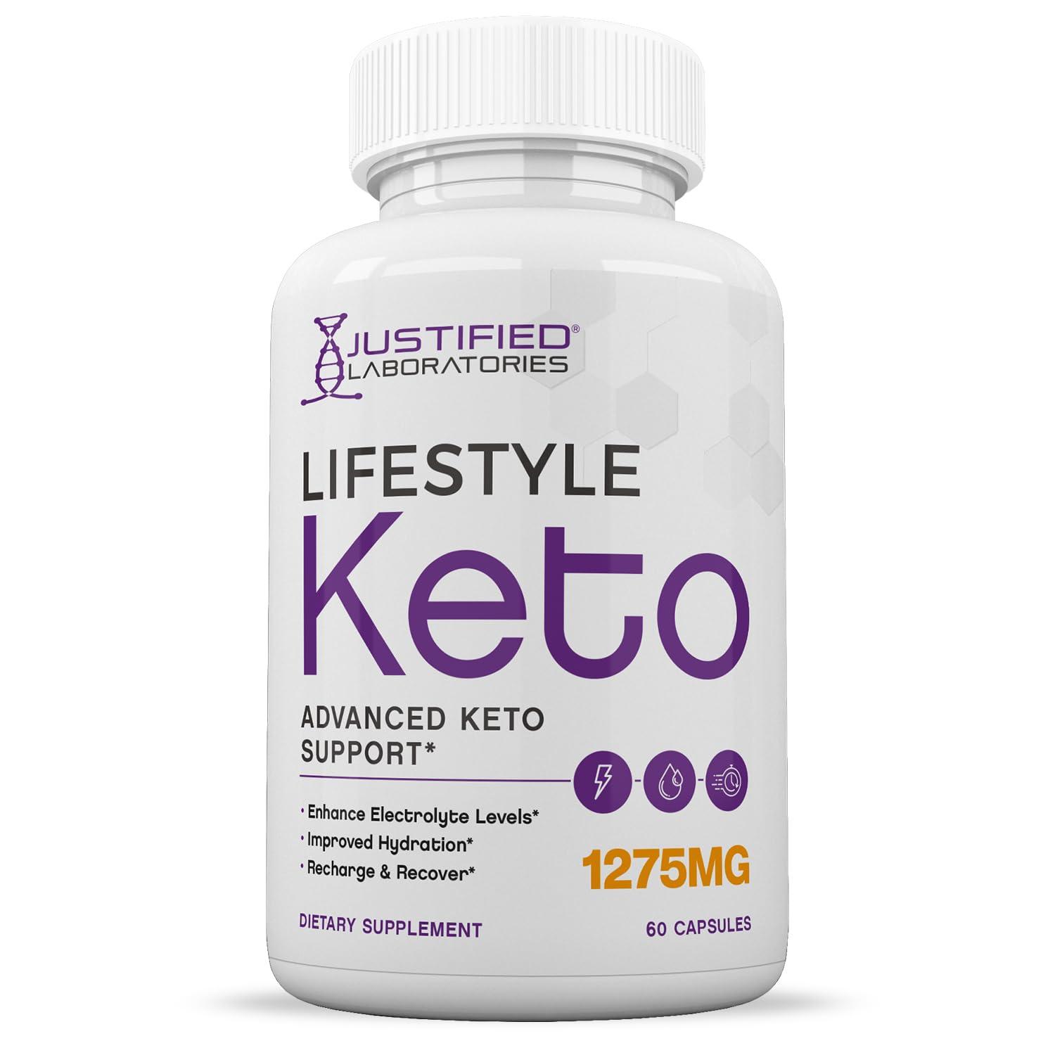 Justified Laboratories Lifestyle Keto Pills 1275MG New & Improved Formula Contains Apple Cider Vinegar Extra Virgin Olive Oil Powder Green Tea Leaf 60 Capsules