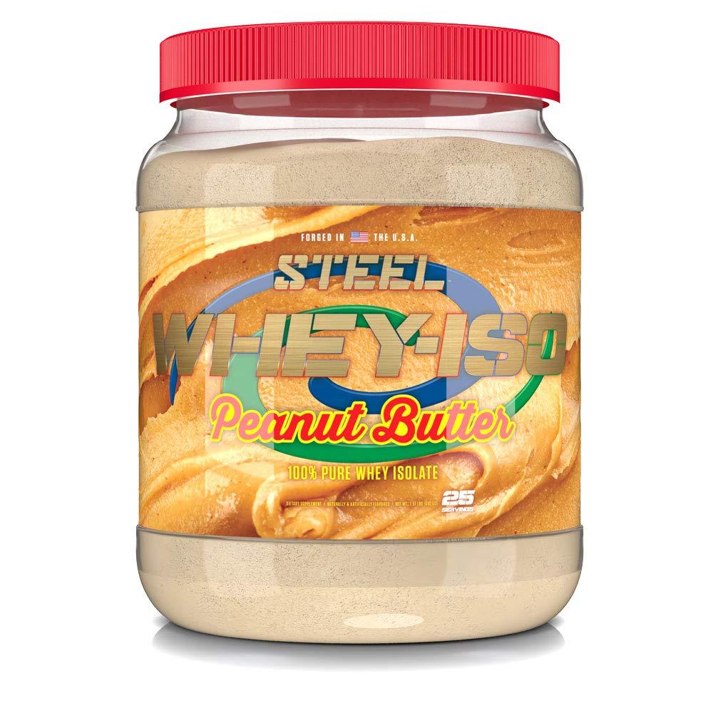 Steel Supplements Steel Supplements Whey-Iso | Whey Isolate Protein Powder | Fast Absorbing | Lean Muscle Growth | Easy Digestion | Gluten Free | Low Carb | 25 Serving (Peanut Butter)