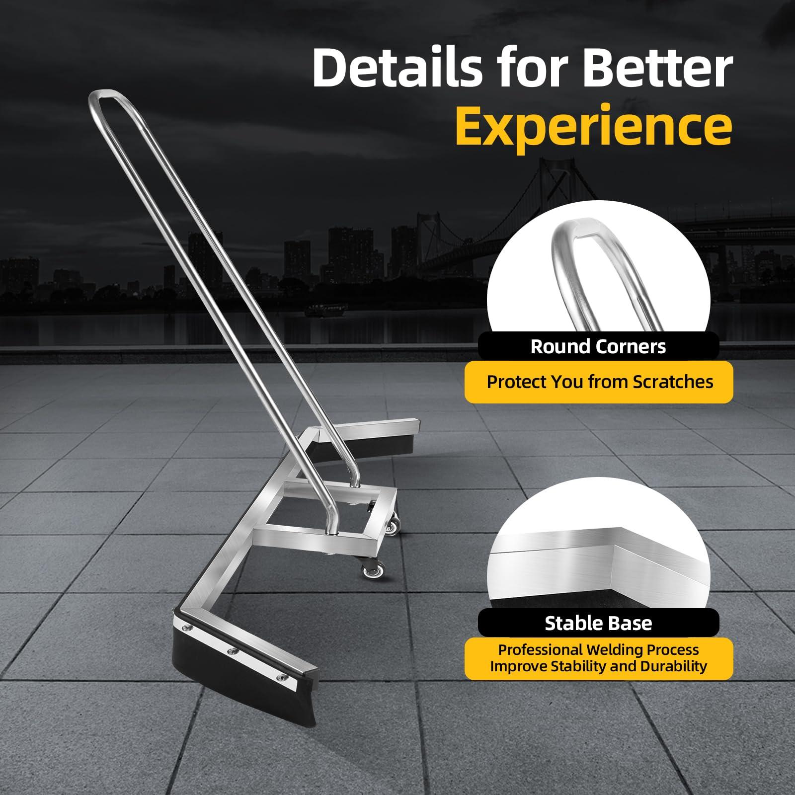 LIYUANJUN LIYUANJUN Tennis Court Squeegee with Wheels, Tennis Court Squeegee Roller Sweeper Professional Water Remover Stainless Steel Sport Court Squeege for Basketball Courts Shopping Malls, Silver