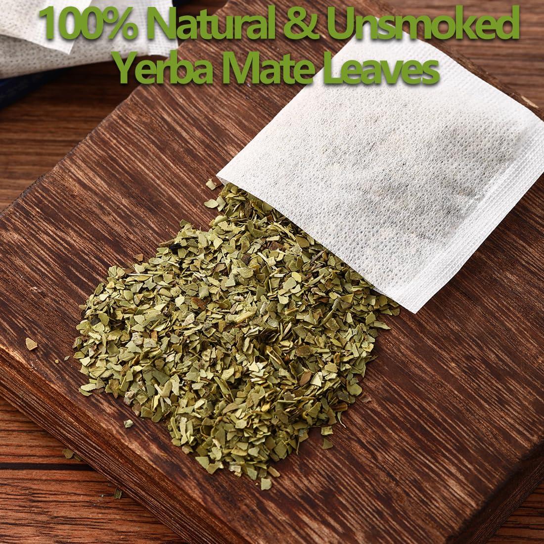 ULTHMOK Premium 100 Unsmoked Yerba Mate Tea Bags, Made with 100% Pure Yerba Mate Leaves, No Additives & Caffeine Free.