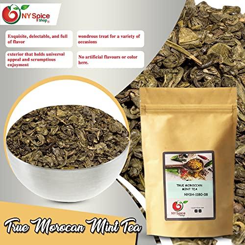 NY Spice Shop NY Spice Shop Moroccan Mint Tea - Herbal Tea Loose Leaf - Premium Mint Green Tea - Brews 100 Cups - Naturally Flavored Morracan Tea Blend Pure Bulk Morracan Chai 8 Ounce