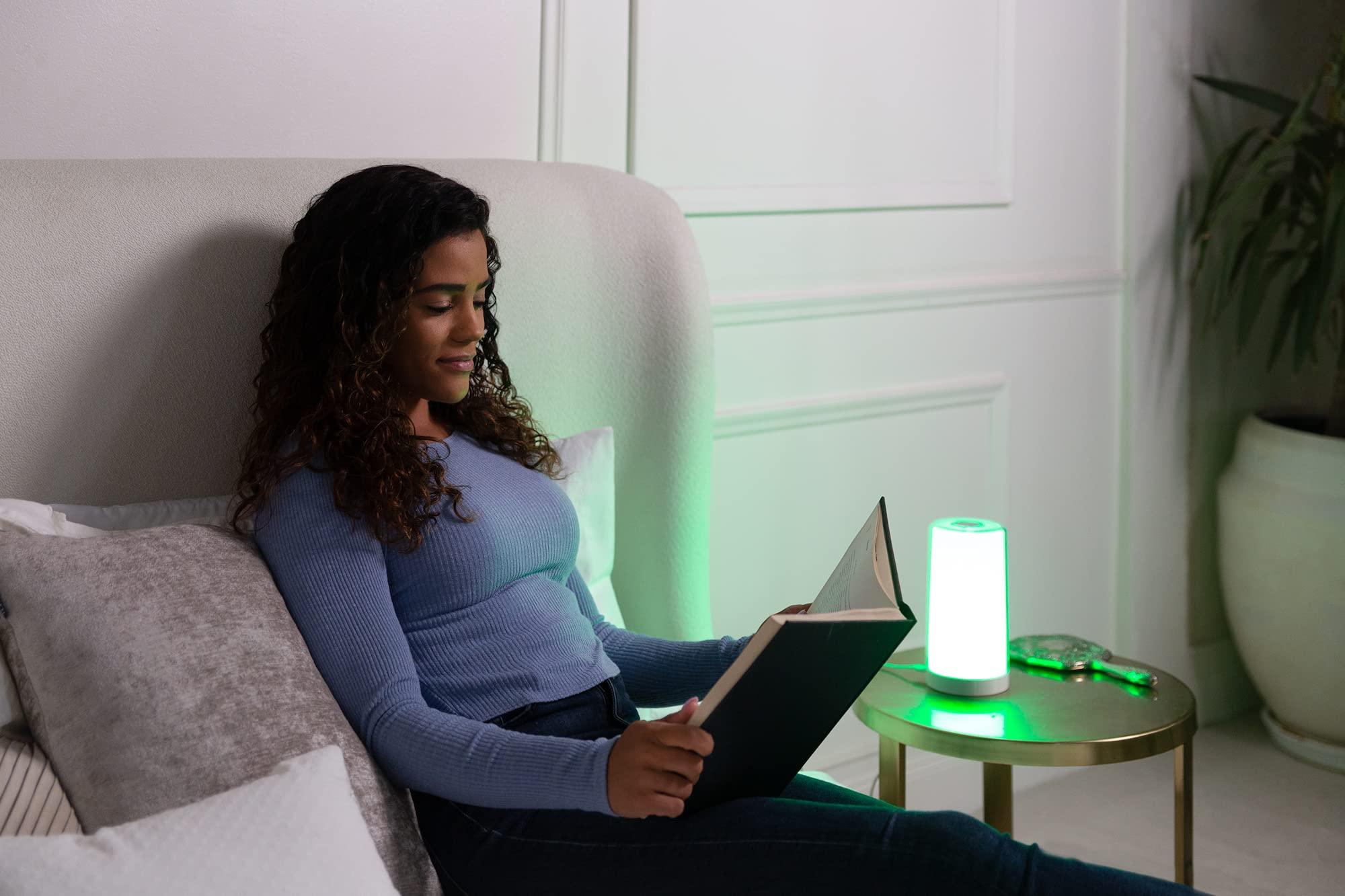 hooga Hooga Green Light Therapy Lamp for Migraines, Headaches, Insomnia, Light Sensitivity, Anxiety Relief. Narrow Band Green LEDs. Soft Warm White Mode. Tap Touch Control Sensor. Dimmable. USB Type C.