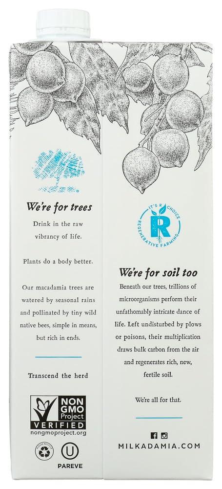 TAOindustry Milkadamia Unsweetened, Macadamia Milk, 32 Oz (3 pack)