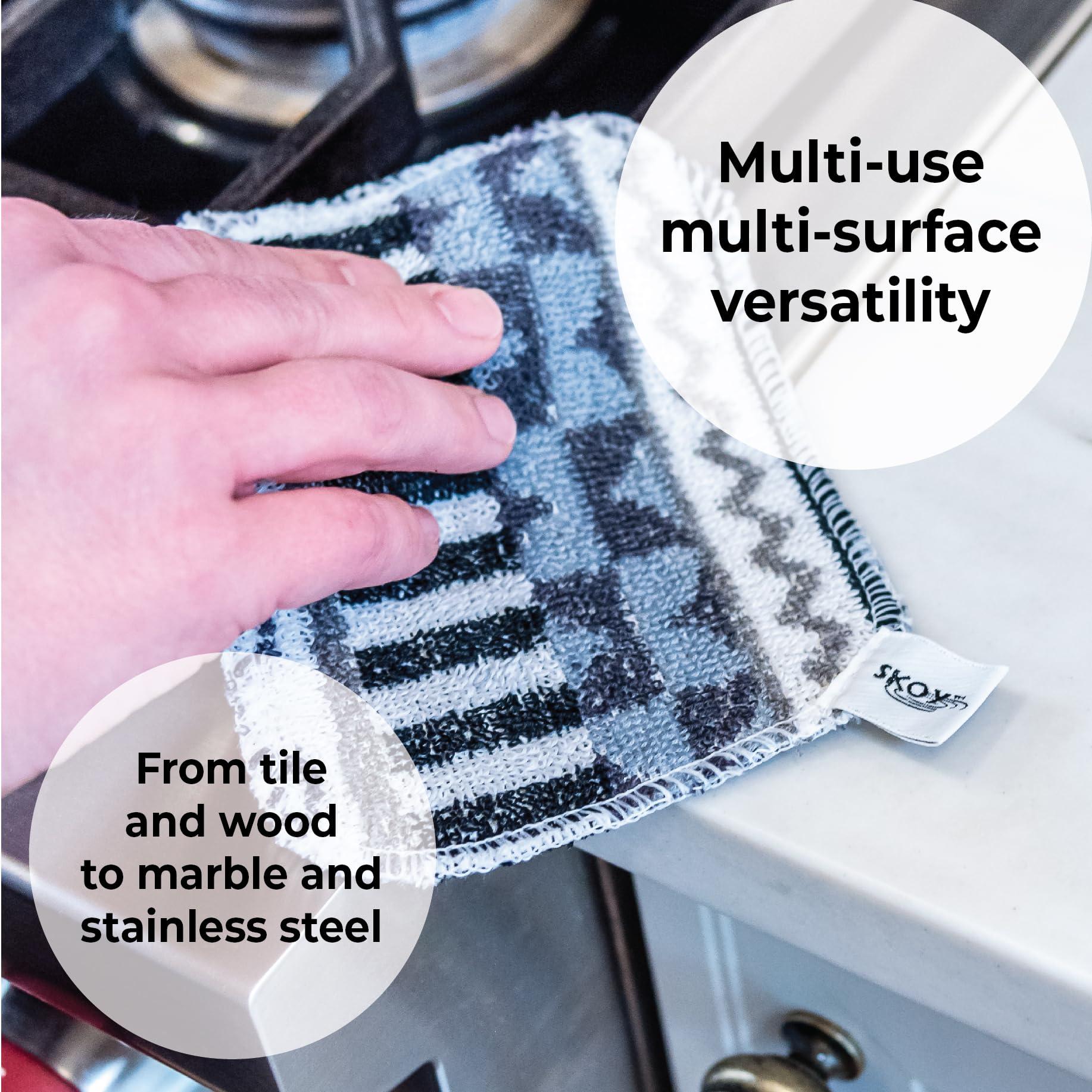 Skoy Skoy Scrub, 4-Pack Reusable, Non-Scratching Dish Scrubber for Kitchen and Household Cleaning, Eco-Friendly, Dishwasher Safe Soft Scrub, Monochromatic Colors