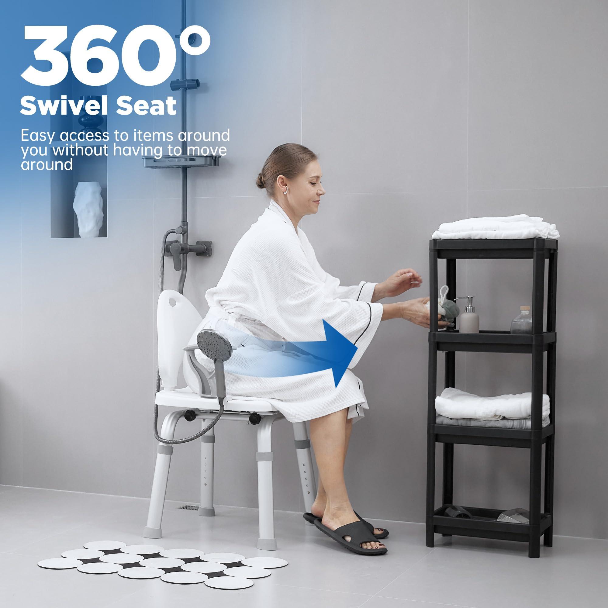 RESTISLAND Restisland Swivel Shower Chair 450 lbs, Heavy Duty Bath Chair with Rotatable Seat for Seniors Handicap and Pregnant Women