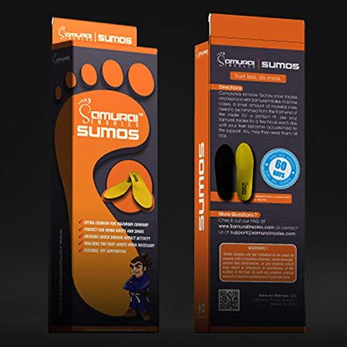 Samurai Insoles Samurai Insoles Sumos- Super-Padded Orthotics for Flat Feet- Perfect for Work Boots, Roomy Sneakers or Shoes (Mens 14-14 1/2)