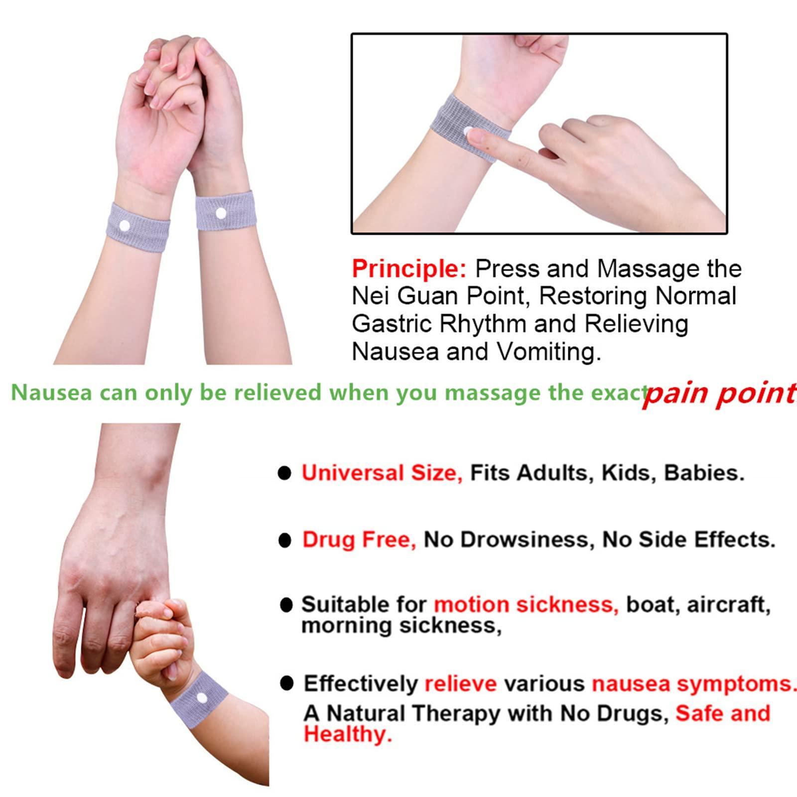 Zingso Zingso Anti Nausea Travel Sickness Wristbands, 2 Pairs Motion Sickness Bands for Kids & Adults Natural Acupressure Nausea Relief Wristbands for Car Sea Flying Trip (Pink+Pink)