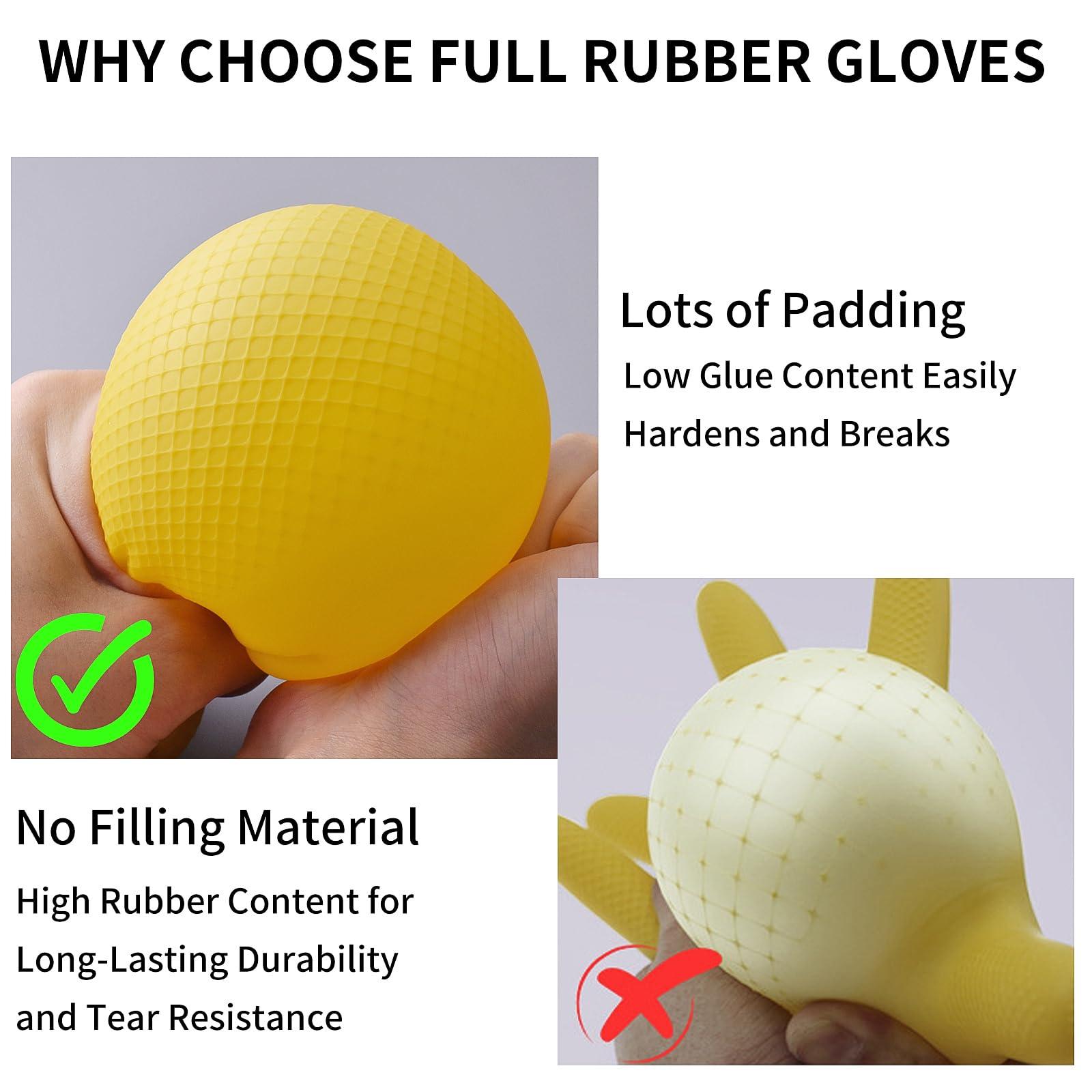 Disfore Disfore Rubber Cleaning-Dishwashing Gloves Kitchen-Dish - Thicken Kitchen Gloves for Washing DishesReusable Rubber Gloves for Dishwashing2 Pairs Yellow Beige Medium