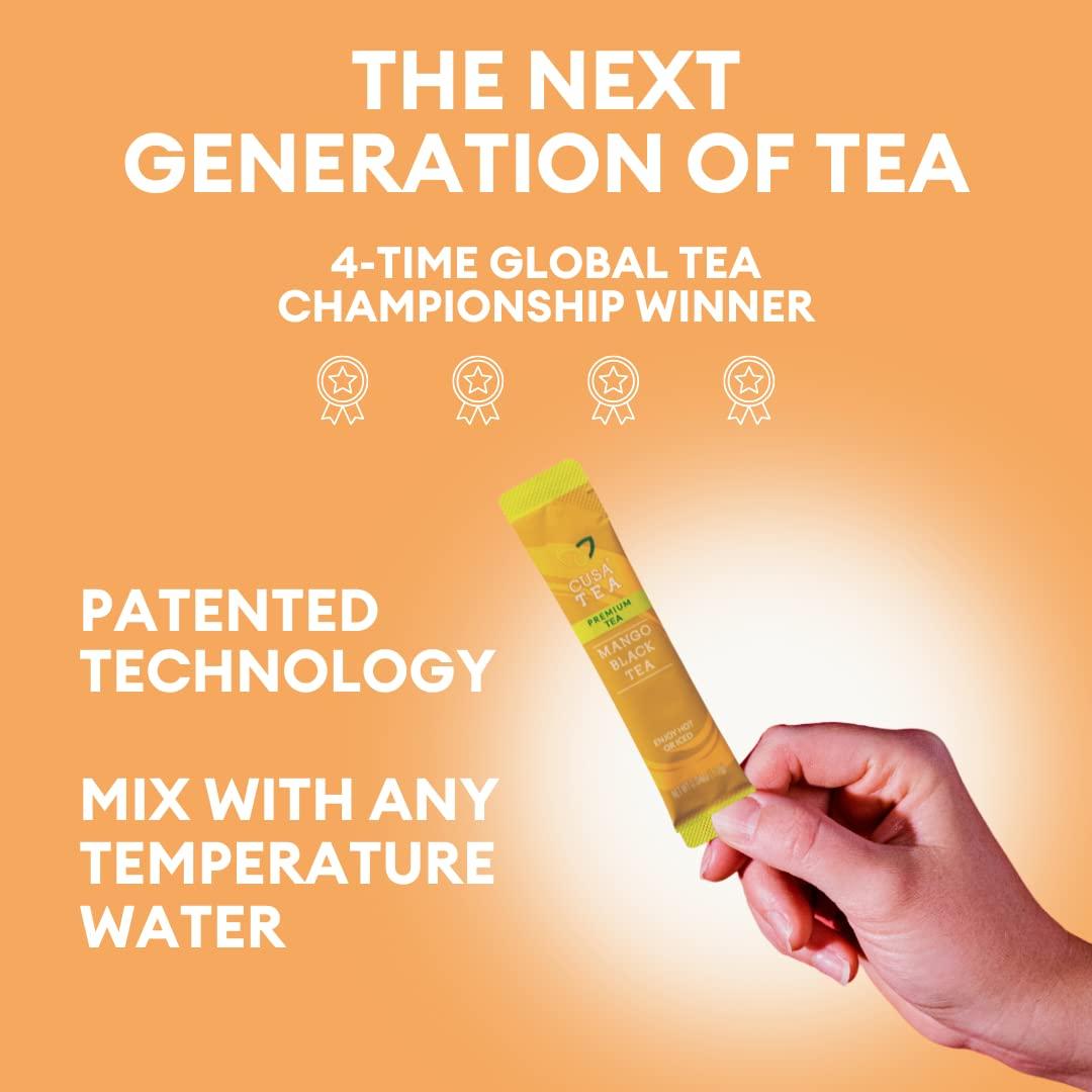 Cusa Tea Cusa Tea & Coffee | Premium Instant Mango Black Tea With Real Fruit & Spices | Organic Leaves Drink Mix Packets | Hot or Iced Tea (30 Single Servings)