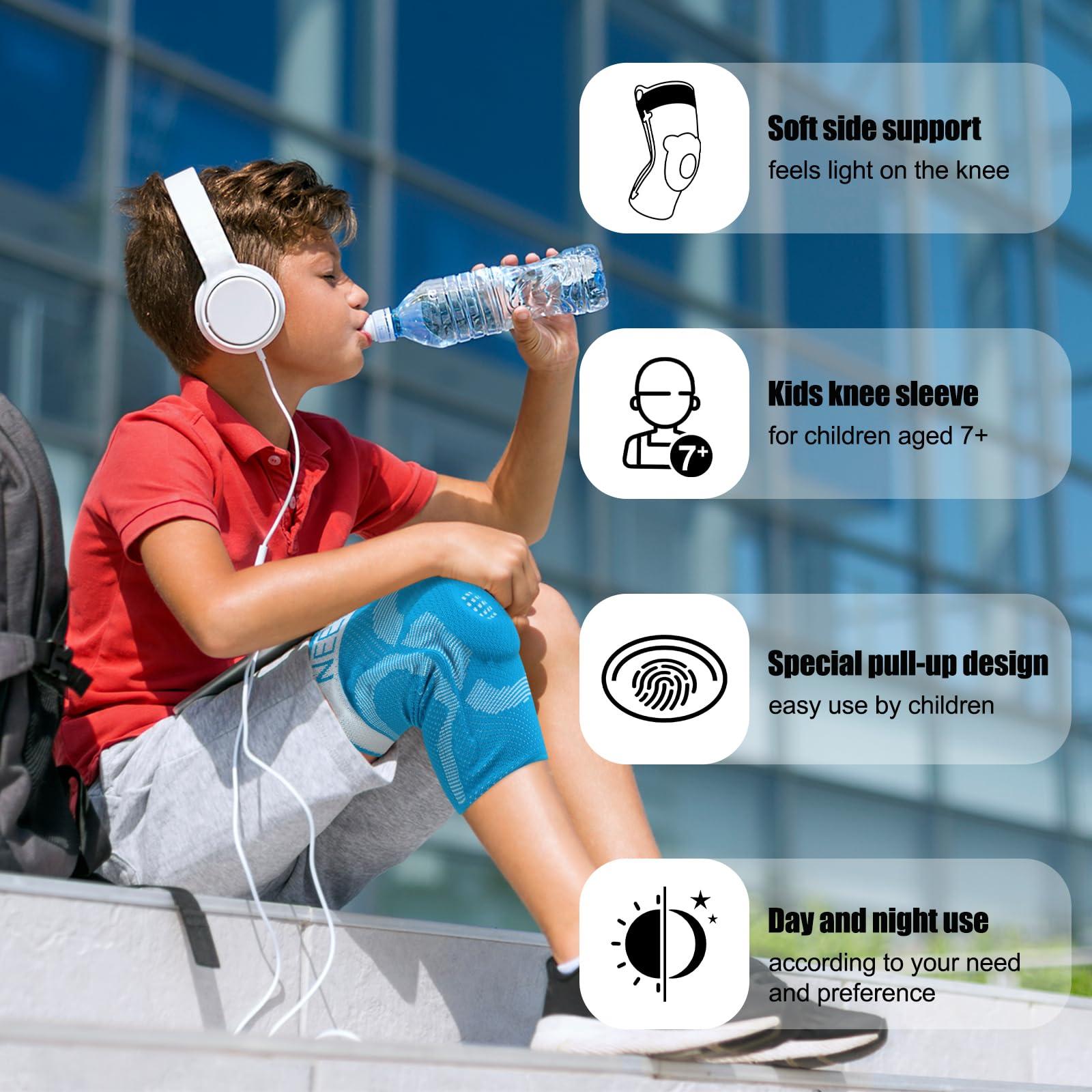 NEENCA NEENCA Kids Knee Brace Sleeve, Youth Knee Compression Sleeve for Children - Boys & Girls. Child Knee Support with Patella Gel Pad & Side Stabilizers for Knee Pain, Sports, Outdoor - FSA/HSA Approved