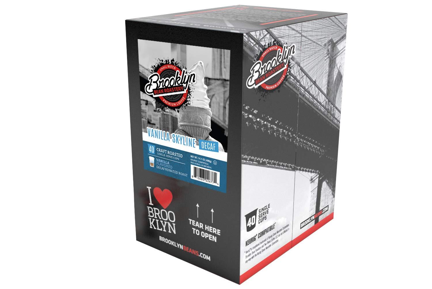 Brooklyn Beans Brooklyn Beans Coffee Pods Compatible with 2.0 K-Cup Brewers, Vanilla Skyline Decaf, 40 Count (BB VSD40)