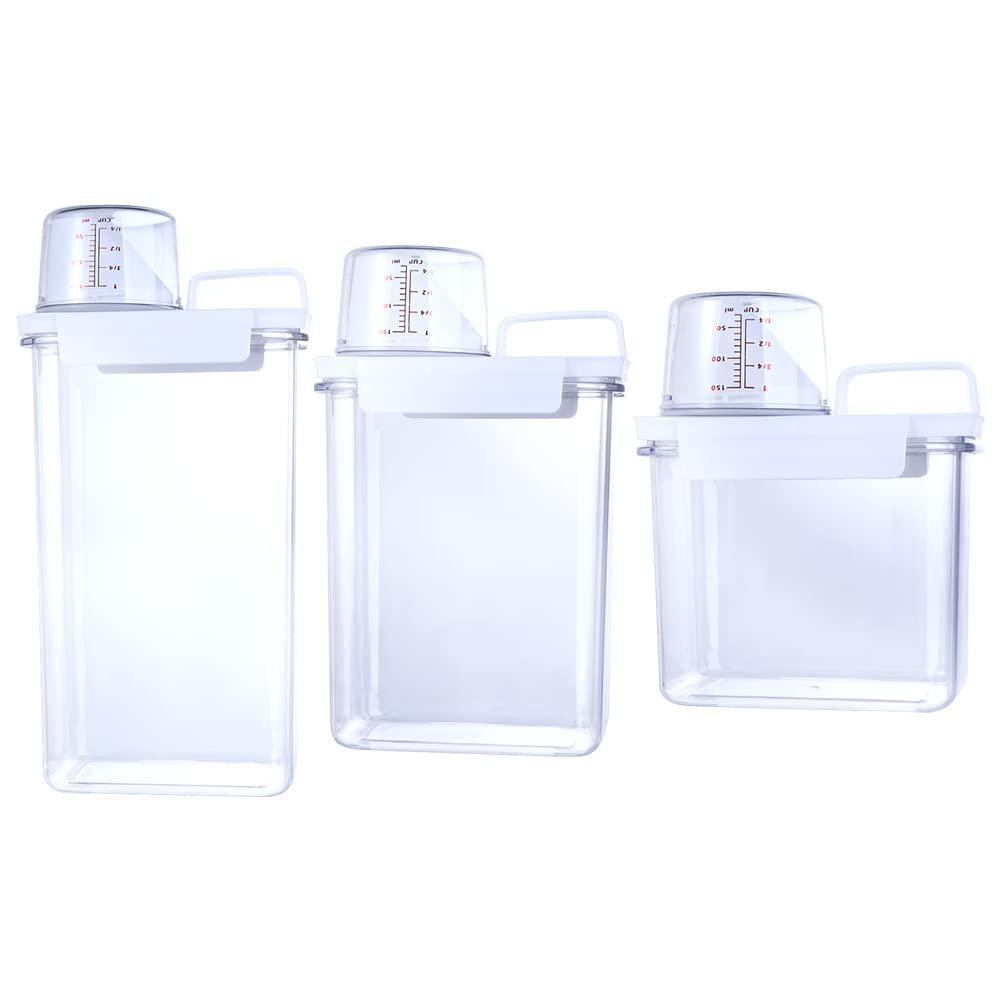 Generic 1PCS Clear Washing Powder Container,Multipurpose Detergent Box Laundry Powder Dispenser Airtight Laundry Detergent Powder Storage Box(S)