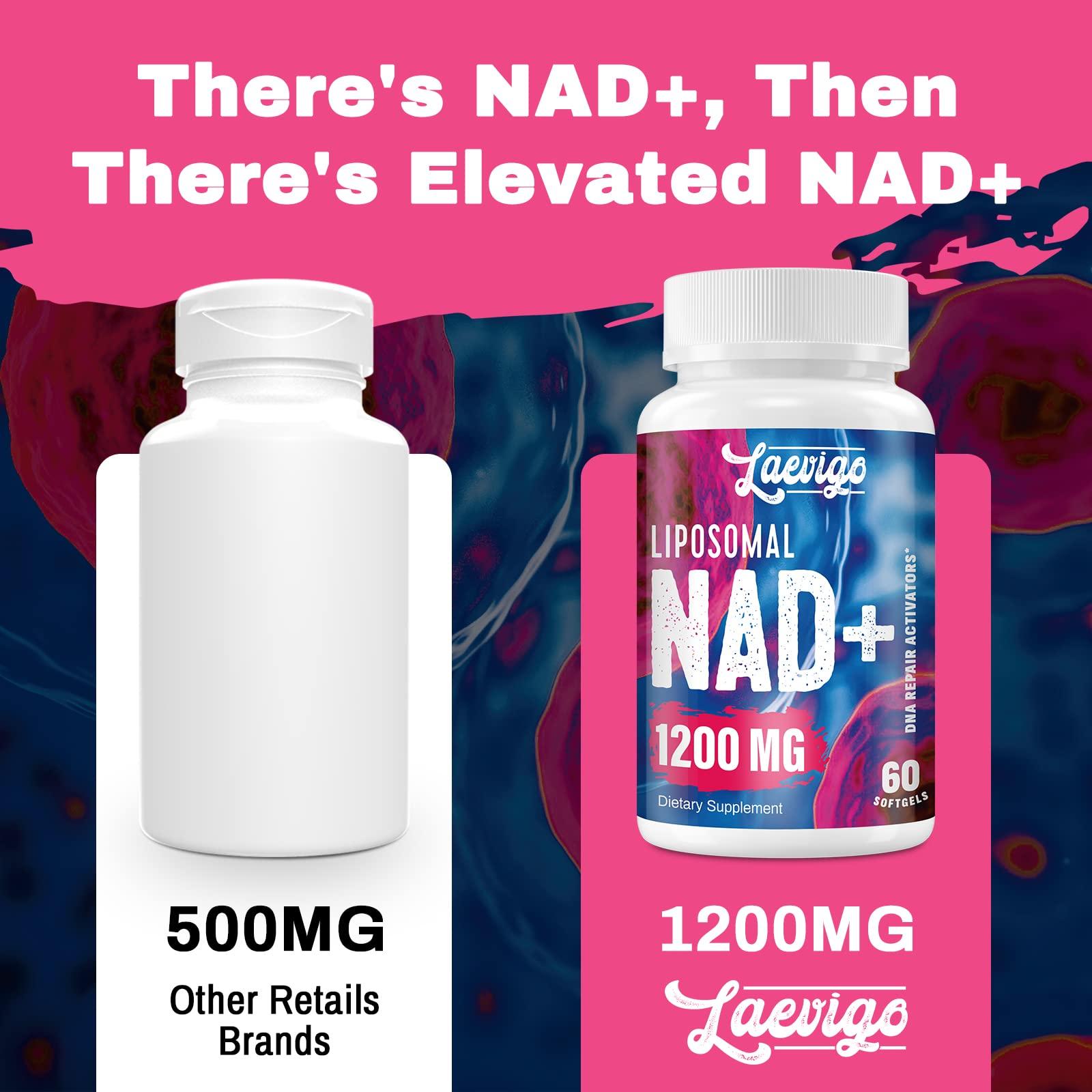 Laevigo 1200mg Liposomal NAD+ Supplement, Ultra Purity Actual NAD Supplement, Enhanced Absorption, Boosting NAD+, Age Defense, Energy, Metabolic Repair, Optimal NAD Supplement, 60 Softgels