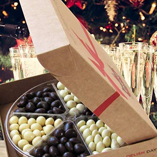 It's Delish Gourmet Holiday White & Dark Chocolate Nuts and Fruit Large Gift Tray 6-Pt by It's Delish – Christmas New Year Events Fathers Mother Day Family Parties Valentines Anniversary - Kosher Gift Box