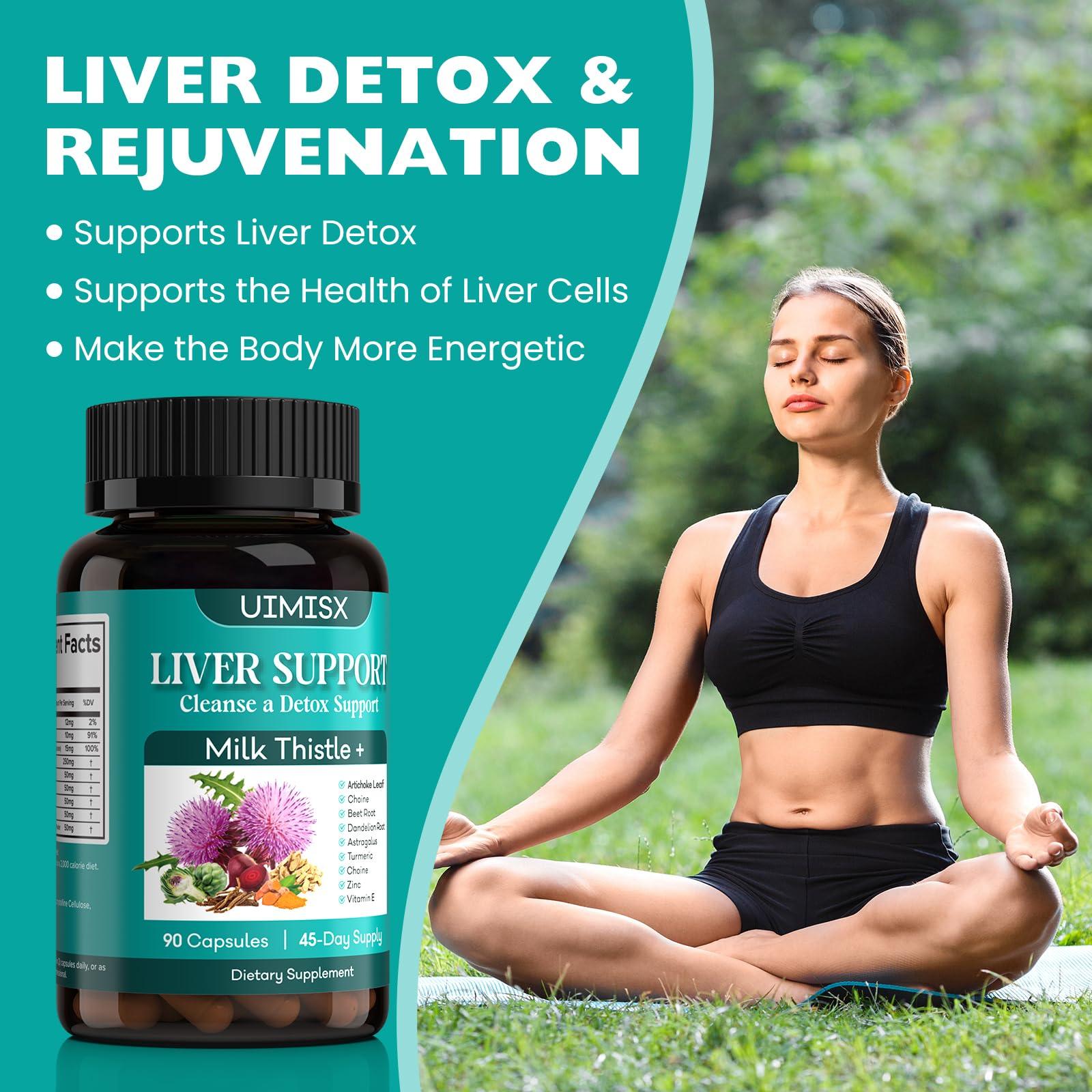 UIMISX UIMISX Liver Detox & Cleansing Formula Supports Health Liver Function with 30:1 7500mg Extract Milk Thistle & More, Non-GMO, 90 Capsules