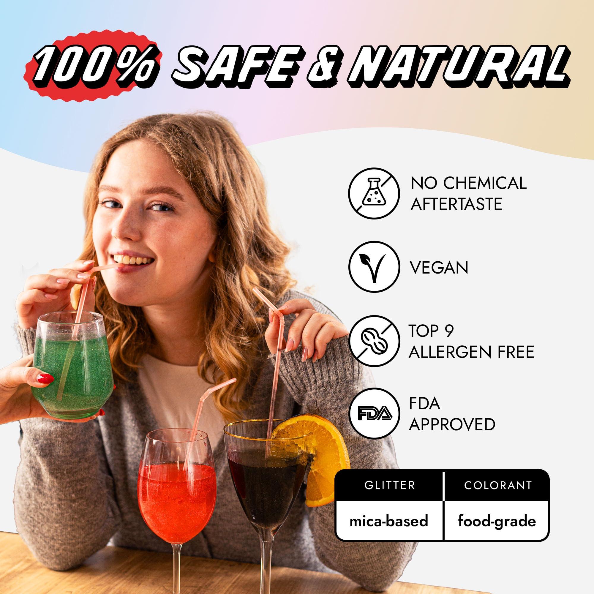 MONGASQUE MONGASQUE Magic Rainbow Edible Glitter for Cocktails 10g - Valentines Edible Glitter Drinks - Edible Cocktail Glitter for Drinks - Edible Drink Glitter for Cocktails & Cake - Edible Glitter Cakes