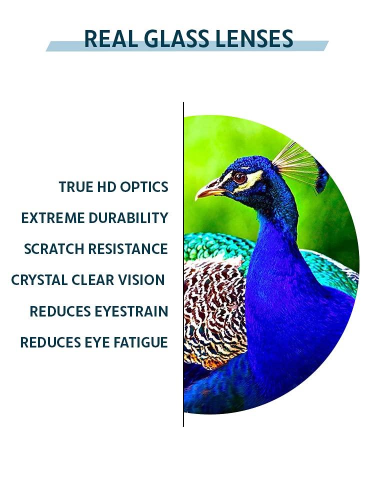 KRT Distributions Real Glass Reading Glasses with Clear Real Glass Lenses in Geek Style Frame Available in Reading Magnification +0.25 to +3.00 (1.75)