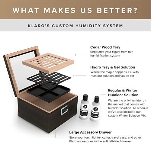 CASE ELEGANCE CASE ELEGANCE Glass Top Humidor with Thick Cedar, Easy humidification System, Accurate Digital Hygrometer - Renzo, Brown