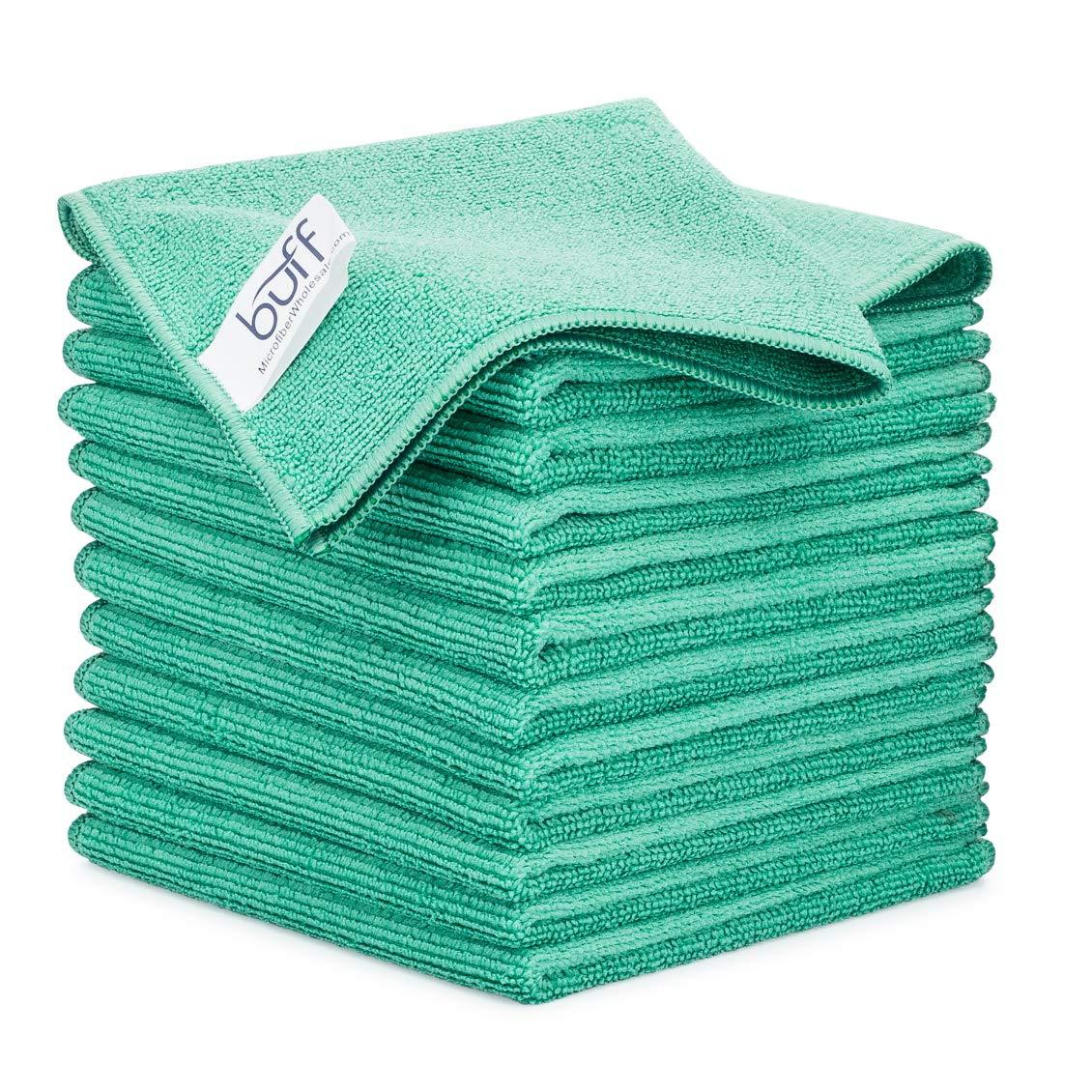 Microfiber Wholesale MW Pro Bulk Microfiber Cleaning Cloths Wholesale | Green - Case: 384 Quantity | Size 12\" x 12\" | Premium Microfiber Towels for Cleaning Glass, Kitchens, Bathrooms, Automotive