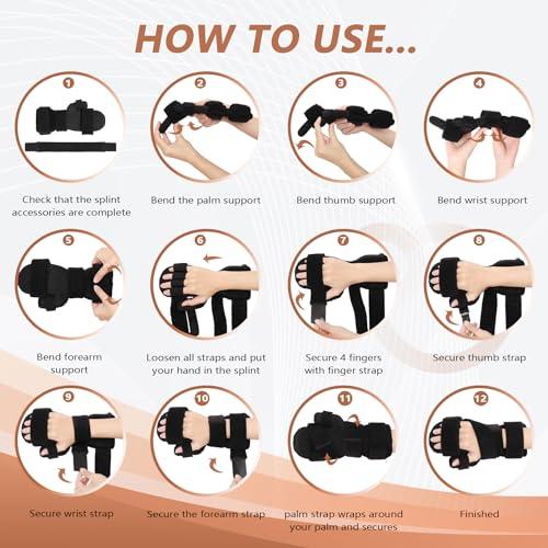 Scurnhau Scurnhau Resting Hand Splint, Full Hand Brace with Finger Support, Stroke Hand Splint -Night Finger Separator, Chronic Rheumatoid Arthritis, Finger Contractures, Fits Left and Right Hands, L