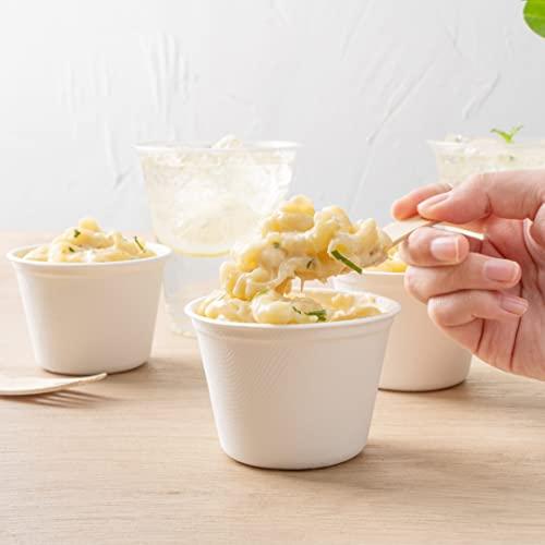 Restaurantware Restaurantware Pulp Tek 5 Ounce Earth-Friendly Coffee Cups, 100 Disposable Party Cups - For Hot Or Cold Drinks, Microwavable, White Bagasse Sustainable Cups, Made From Sugarcane, Freezable
