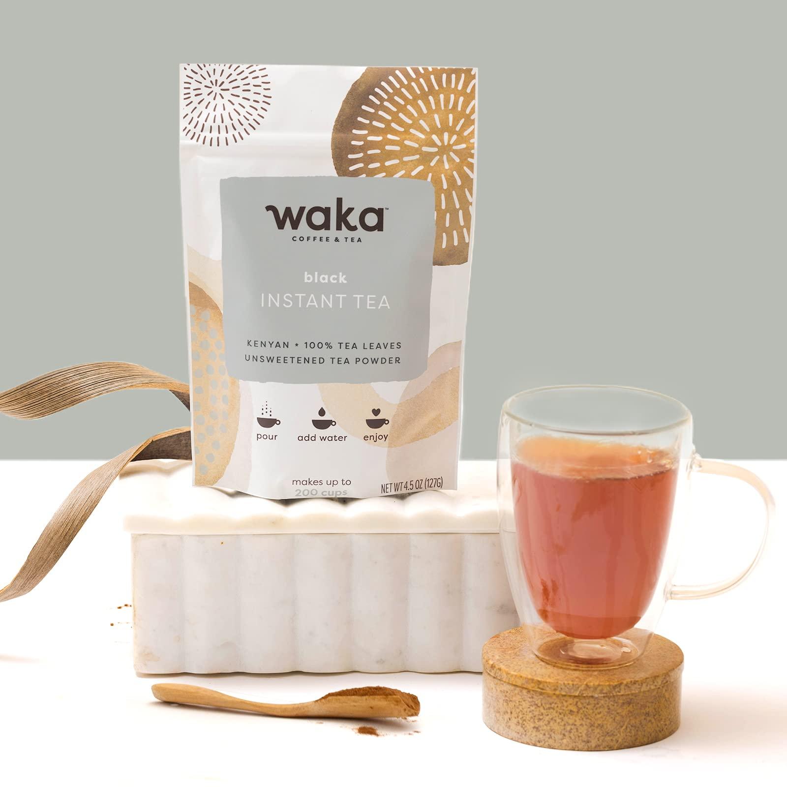 Waka Coffee Waka Instant Tea Mix, 3 Bag Bundle - 100% Tea Leaves, No Additives, Unsweetened Tea Powders - Kenyan Black, Classic Green, Raspberry Flavored Green (4.5oz Each)