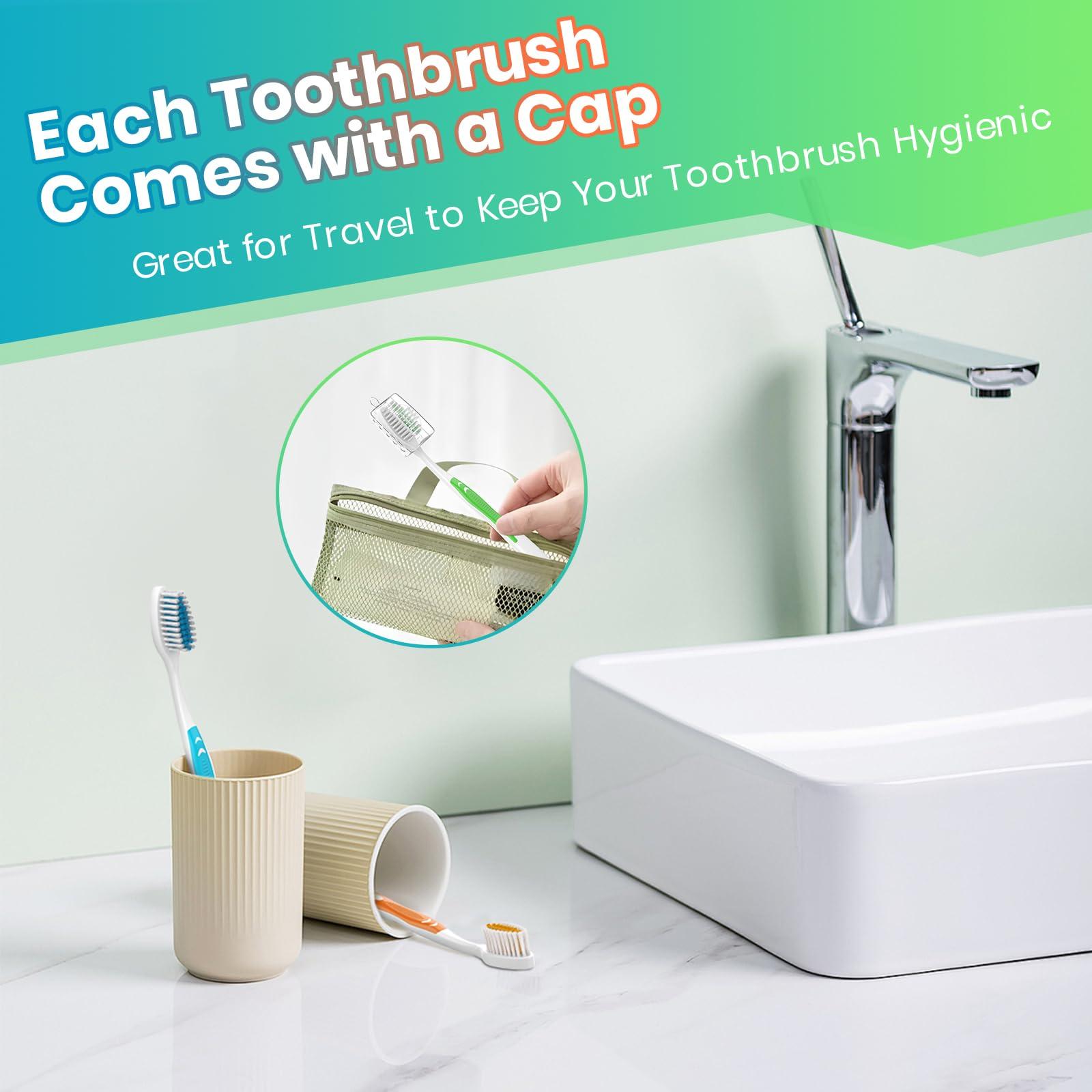 Frekare Frekare 30 Pack Bulk Toothbrushes with Covers, Individually Wrapped Tooth Brush Pack for Adults & Kids, Disposable Toothbrush Medium Soft for Travel, Donations, Hotels