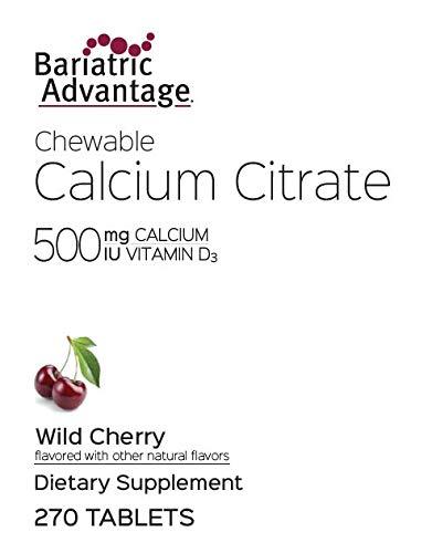 Bariatric Advantage Bariatric Advantage Calcium Citrate Chewable 500mg with Vitamin D3 for Bariatric Surgery Patients Including Gastric Bypass and Sleeve Gastrectomy, Low Sugar - Wild Cherry Flavor, 270 Count